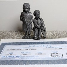 Vintage Michael Ricker Boy And Girl Pewter Figurine Children Musicians 558 2005 picture