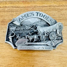 Ames Tools Belt Buckle Pioneers Conquer the West 1986 Limited Edition #3339 Vtg picture