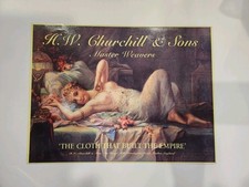 VTG H. W. CHURCHILL & SONS MASTER WEAVERS TIN METAL SIGN CLOTH THAT BUILT EMPIRE picture