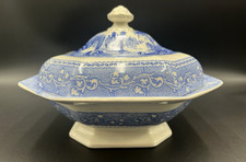 Ironstone Rousillon Pattern John Goodwin Longton Flow Blue Transferwear Tureen picture