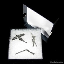 Pheasant Hunting Shooting Handmade Pewter Pin Brooch Set - 3 x Badge in Gift Box picture