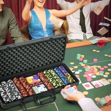 500pc 14g Ceramic Poker Chip Set Aluminum Case Casino Texas Holdem Cards Dice picture