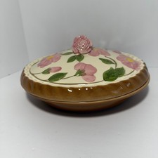 Franciscan Desert Rose Covered Pie Dish Plate Baker w/ Lid Pink Floral Stoneware picture