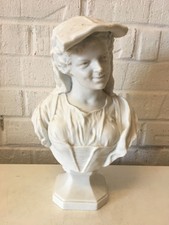 Antique Mauger & Fils French Bisque Porcelain Ceramic Bust of Woman picture