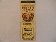 Bottineau North Dakota liquor store pool hall Walter Trengen matchbook picture