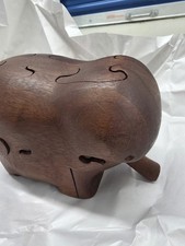 Vintage DEBORAH D. BUMP Wood PUZZLE 7-p. Elephant Mahogany Rare  1978 Eames picture