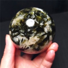 TOP 311G Natural Green Tourmaline Sphere Crystal Quartz Ball Stone Healing QQ131 picture