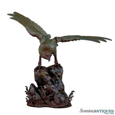 Vintage Traditional Japanese Cast Iron Eagle Bird of Pray Sculpture picture