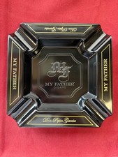MY FATHER CIGARS MELAMINE ASHTRAY, BLACK, 8 INCH, NEW IN GIFT BOX picture