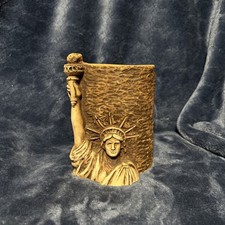 Vintage Pompadour Faux Wood Statue Of Liberty Planter SL 34 Made In USA picture
