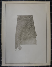 ALABAMA - RELIEF MAP - B&W - 1912 - RAND-McNALLY NEW COMMERCIAL ATLAS picture