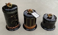 Deb Hrabik For Demdaco 2002 Chocolate Berries Hand Painted 3pc. Canister Set NWT picture