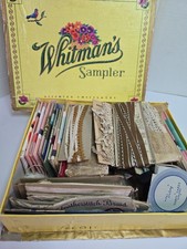 Antique Victorian Sewing Box Lot: Lace Ribbon & bias Tape  picture