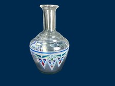 Vtg Egizia Glass Decanter With Hand-Painted Geometric Design From Italy Marked picture