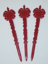 Set of 3 Vintage STOCK '84 Italian Brandy Stirrers Red Cocktail Swizzle Sticks picture