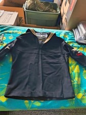 Vintage US Navy Dress Blue Wool Jumper Gold Piping Patch Aviation Small 18 P2P picture