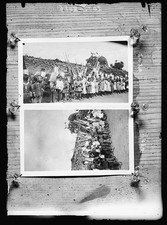 Photo:1910s Crowd with Banners Procession Village Group Photo Prints picture