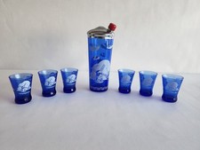 Antique 1930s Hazel Atlas Colbalt Windmill Cocktail Shaker Set picture