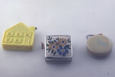 3pc Lot Vtg Tape Measures Advertising Embroidered Flower picture