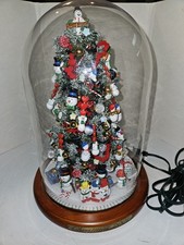 Danbury Mint 2001 Christmas Snowman Lighted Glass Cloche Christmas Tree, Great picture