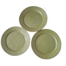 Euro Ceramic Portugal SAFARI Green Stoneware Dinner Plates Artisan Boho Set 3 picture