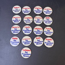 17 Vintage 1972 Richard Nixon Campaign Buttons Heritage Groups Ethnic Pin Lot picture