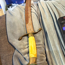 Dirk Dagger Steel Blade Single Edge Ambidextrous Beige/Brown Handle picture