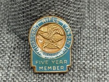 Gold Fill NRA National Rifle Association Five Year Member Lapel Pin Teal Enamel picture