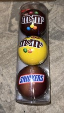 New Set of 3 M&M's & Snickers Collector Tin Ornaments  3.5