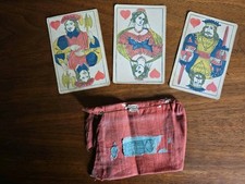 Rare c1875 Piatnik 32 Card Skat Deck & Civil War Era 3c US Rev Tax Stamp Pouch picture