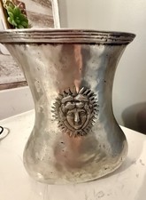 Wonderful Antique Jugendstil Pewter Vase Sun Face Relief Art Nouveau Signed MVC picture
