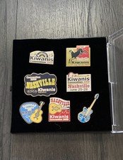 7 Kiwanis Intl Lapel Pin Set Nashville Convention 2009 Enamel Gold-tone W/ Case picture
