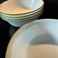 5 Corelle Vitrelle Spring Blossom Green Cereal Bowls 6 1/8” Lime Green Ring picture