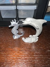 Dolphin and seahorse pewter figurines picture