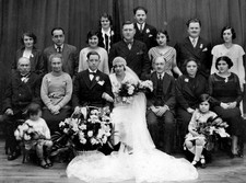 A wedding c1920 on right bride's family on left groom's family Old Photo picture