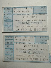 2 Vintage 1989 Nile Temple Shrine Circus Seattle Coliseum Ticket Stubs picture