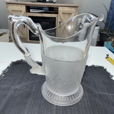 Gillinder Westward Ho Pitcher c1879 Frosted EAPG Frontier Cabin Lodge Decor picture