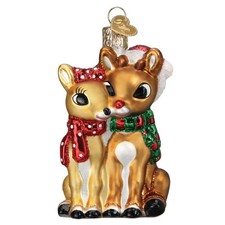 Old World Christmas RUDOLPH AND CLARICE (44204) Glass Ornament w/Box picture