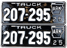 Vintage Arkansas 1925 Repainted Truck License Plate Set Pair 207-295 Decor picture