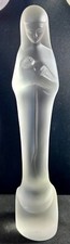 VTG Stef Uiterwaal Leerdam Glassworks Satin Frosted Madonna w/Child Statue 9.5
