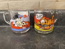 Pair Of Vintage 1978 Garfield & Odie McDonalds Jim Davis Glass Coffee Mugs picture