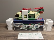 2001 Hess Helicopter with Motorcycle and Cruiser New In Box YELLOWED picture