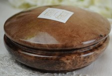 NWT  Volterra BROWN Alabaster Swivel Top Round Trinket Box ITALY A BEAUTY picture