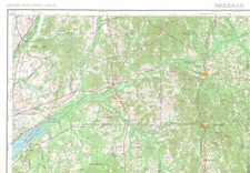 Meridian, Mississippi-Alabama 1965 Map US Army USGS 1:250000 Scale Topographic picture