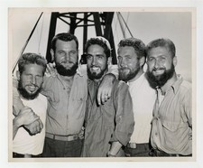 Rugged Bear Men 1945 Bearded US Coast Guardsmen Photo Husky Gay Bears J15602 picture