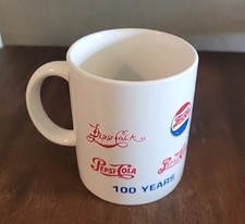 Vintage 1898-1998 100 Years Of Pepsi Cola Logos Ceramic Mug 100th Anniversary picture