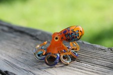 Orange Blue Blown Glass Octopus glass figurine Octopus Glass Ocean Octopus picture