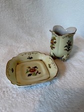 Rosetti Chicago footed tulip vase with tray vintage hand painted picture