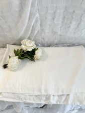 Vtg. WHITE DAMASK Chrysanthemum Flower LINEN TABLECLOTH 67 X 84” Bridal Wedding picture