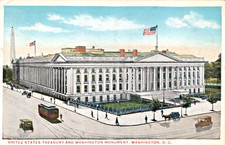 Washington DC United States Treasury Monument Street cars, horse carriage Chrome picture
